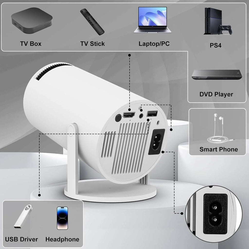 Smart Mini 4K Projector with HDMI, Wifi, JioHotstar, Netflix, Youtube Etc